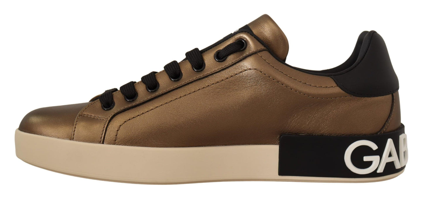 Dolce & Gabbana Elegant Gold Bronze Low-Top Sneakers