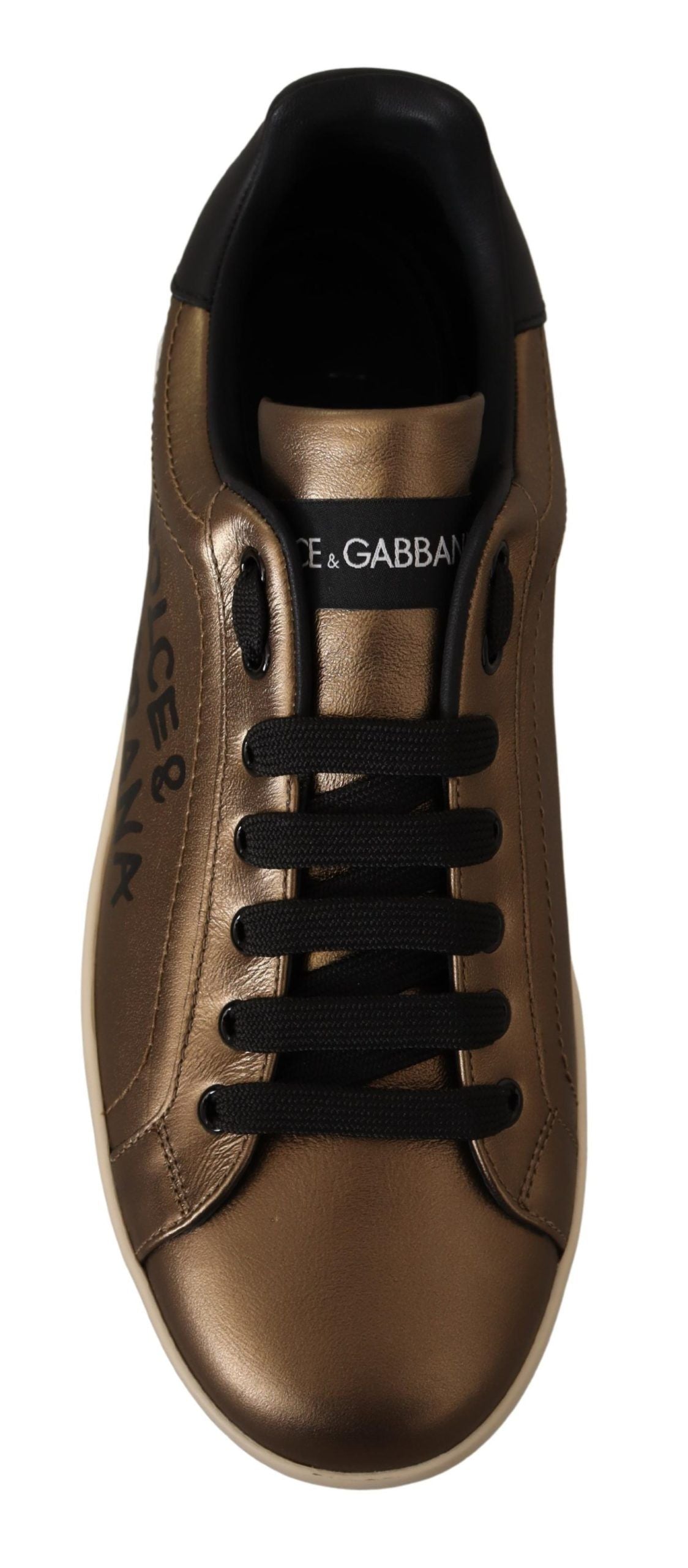 Dolce & Gabbana Elegant Gold Bronze Low-Top Sneakers