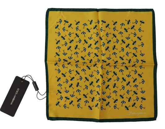 Dolce & Gabbana Yellow Printed DG Logo Square Mens Handkerchief Scarf