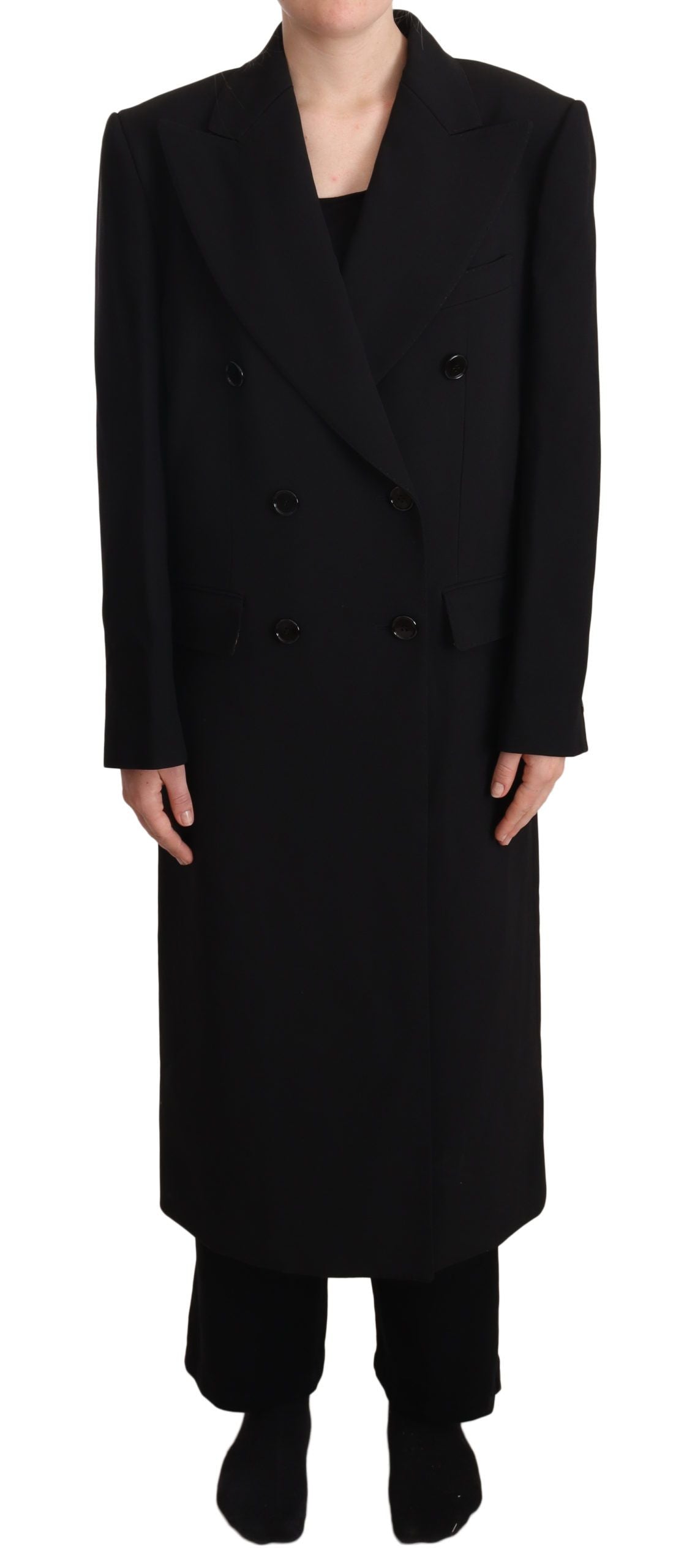 Dolce & Gabbana Elegant Double Breasted Black Trench Coat