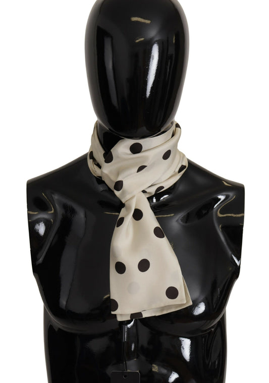 Dolce & Gabbana Elegant Ivory Polka Dot Silk Scarf