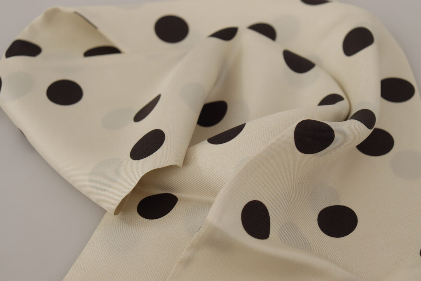 Dolce & Gabbana Elegant Ivory Polka Dot Silk Scarf