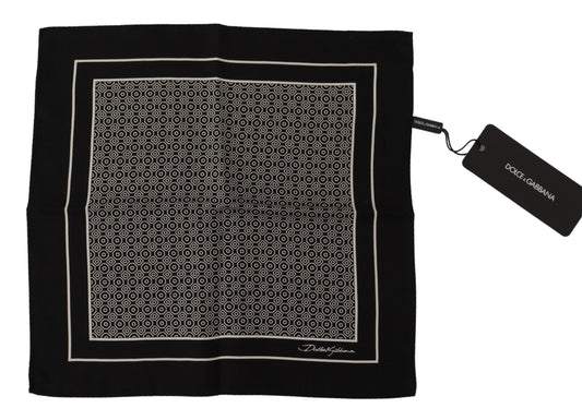 Dolce & Gabbana Black Geometric Patterned Square Handkerchief Scarf