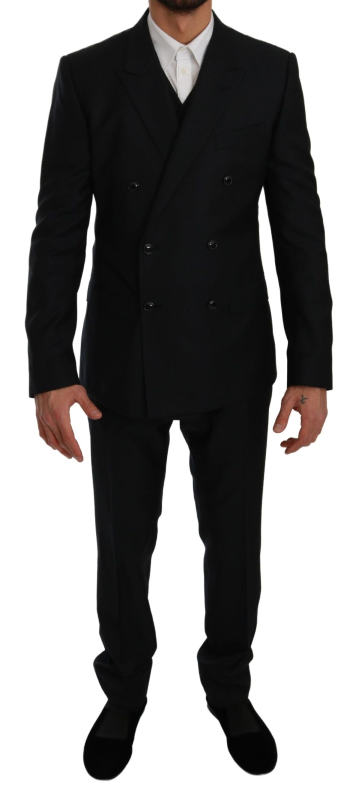 Dolce & Gabbana Elegant Slim Fit Three-Piece Dark Blue Suit