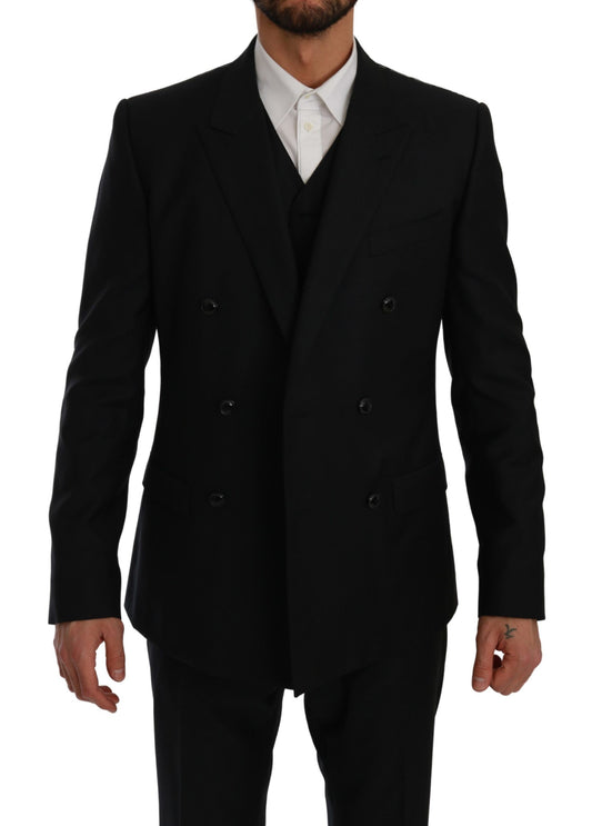 Dolce & Gabbana Elegant Slim Fit Three-Piece Dark Blue Suit