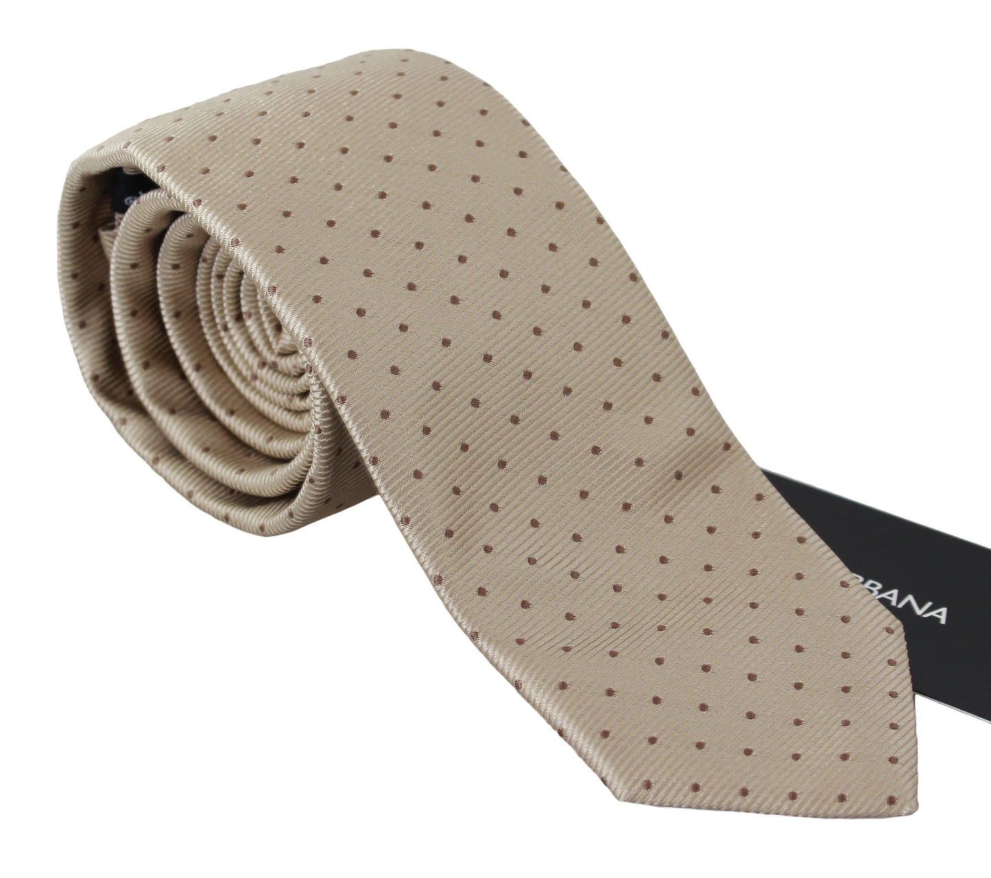 Dolce & Gabbana Elegant Cream Beige Dotted Silk Neck Tie