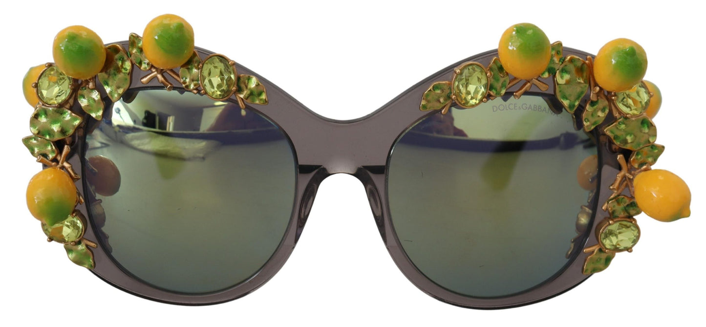 Dolce & Gabbana Gray Acetate Crystals Lemon Applique DG4283B Sunglasses