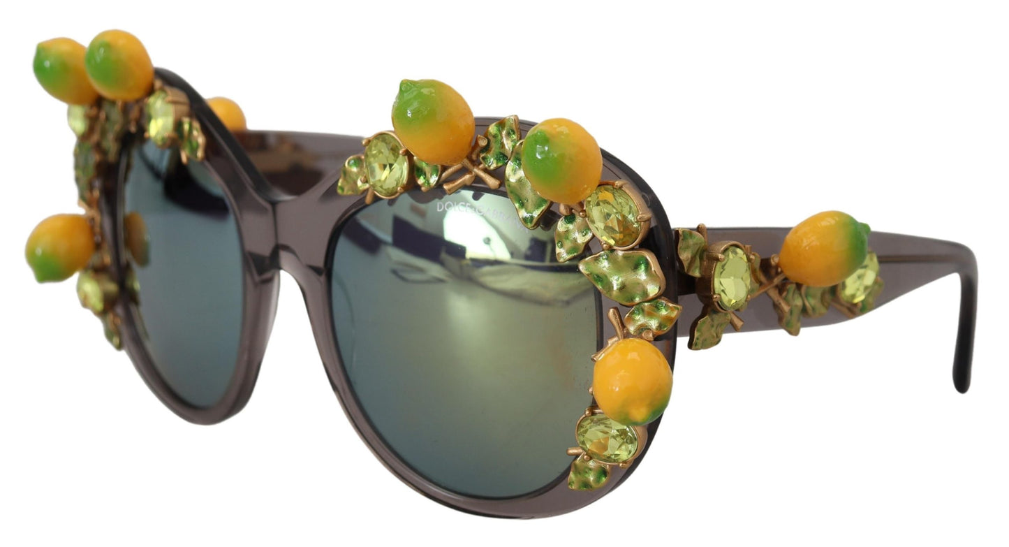 Dolce & Gabbana Gray Acetate Crystals Lemon Applique DG4283B Sunglasses