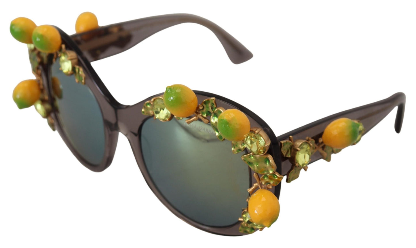 Dolce & Gabbana Gray Acetate Crystals Lemon Applique DG4283B Sunglasses