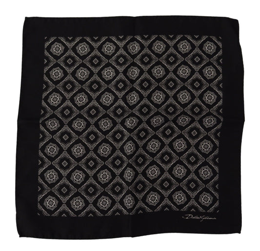 Dolce & Gabbana Black Geometric Patterned Square Handkerchief Scarf