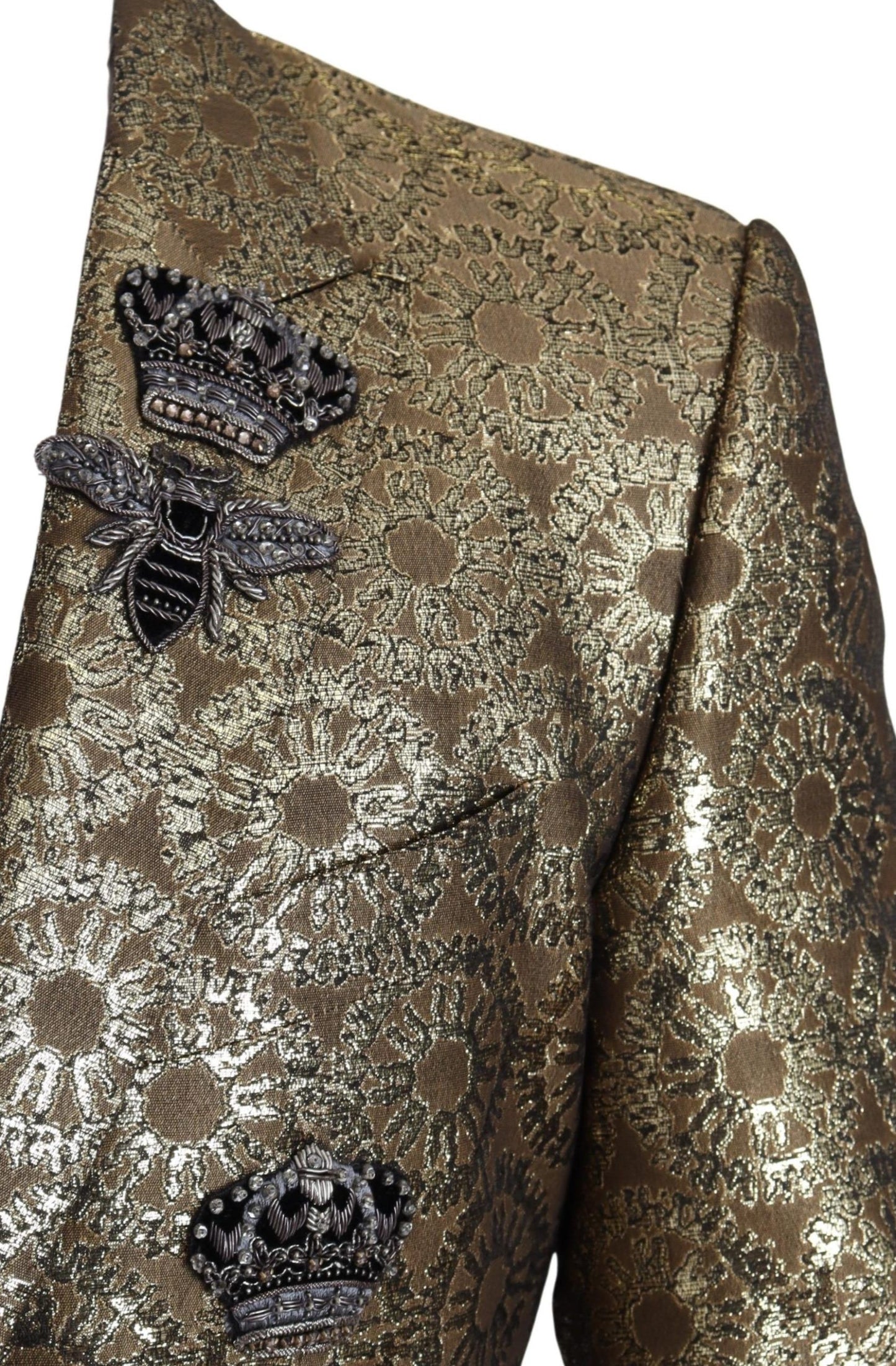 Dolce & Gabbana Elegant Gold Jacquard Martini Blazer Jacket