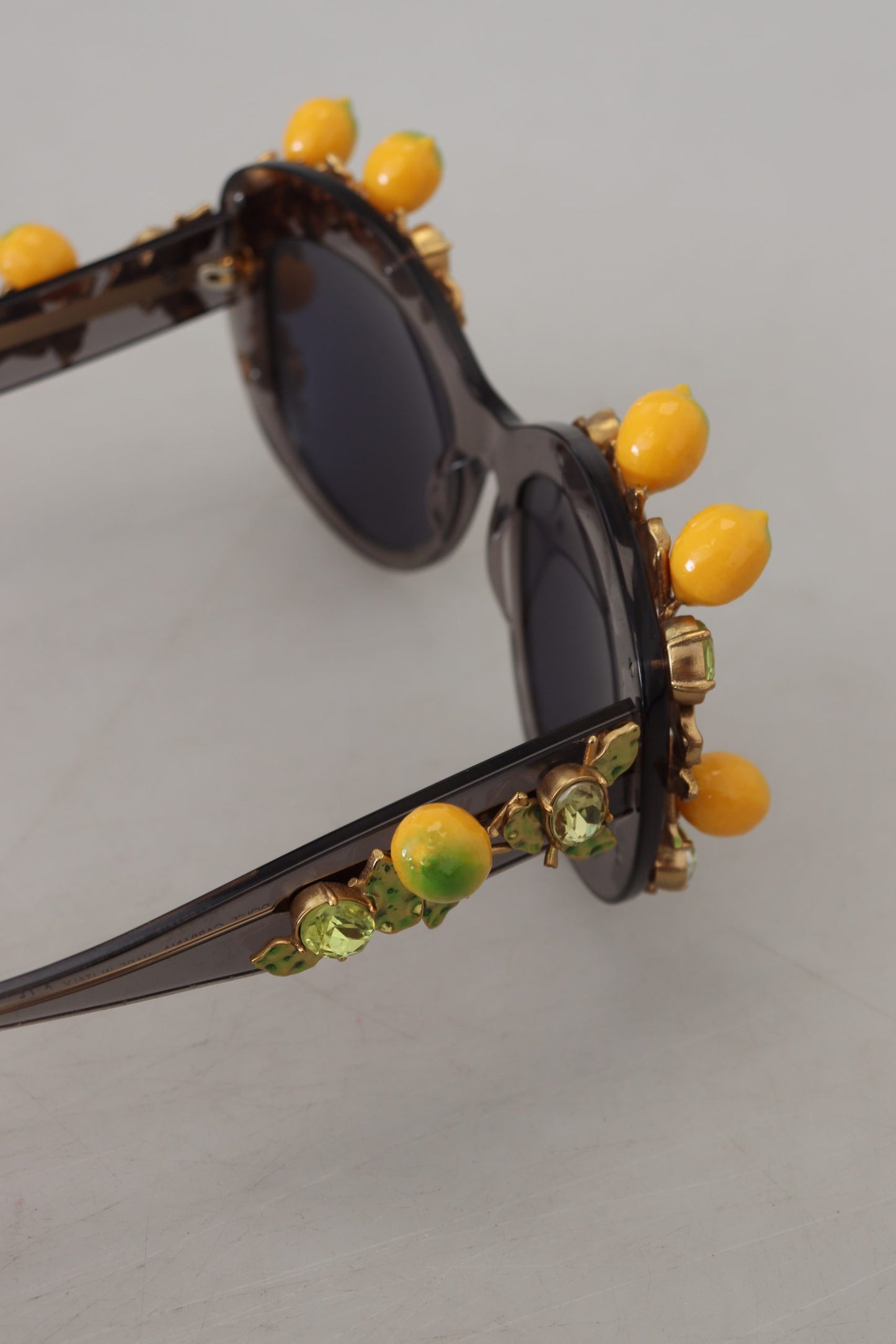 Dolce & Gabbana Gray Acetate Crystals Lemon Applique DG4283B Sunglasses