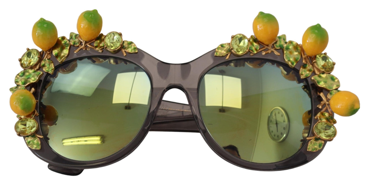 Dolce & Gabbana Gray Acetate Crystals Lemon Applique DG4283B Sunglasses