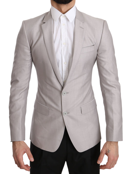 Dolce & Gabbana Sleek Silver Italian Wool Silk Blazer