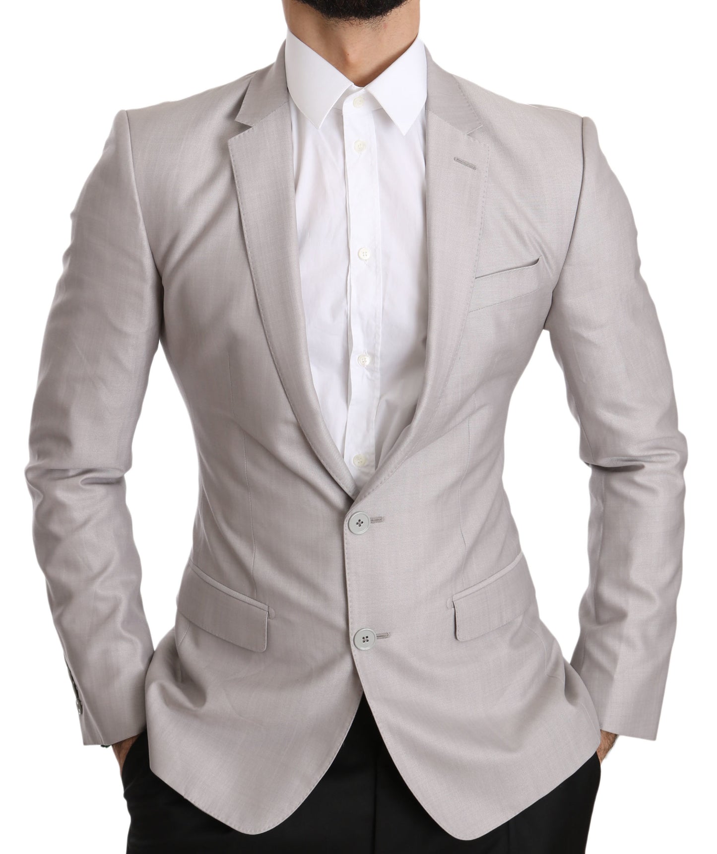 Dolce & Gabbana Sleek Silver Italian Wool Silk Blazer