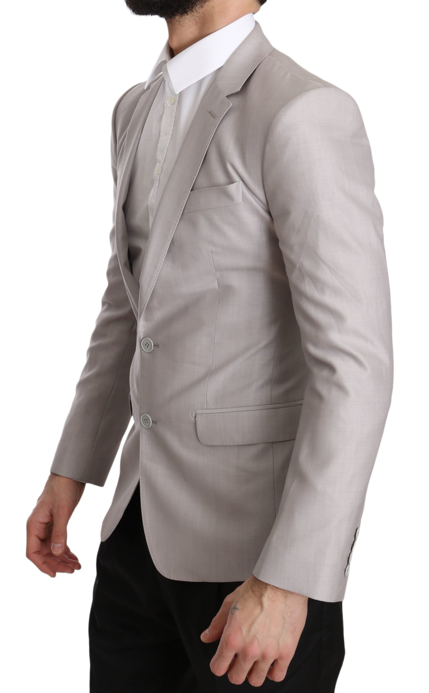 Dolce & Gabbana Sleek Silver Italian Wool Silk Blazer