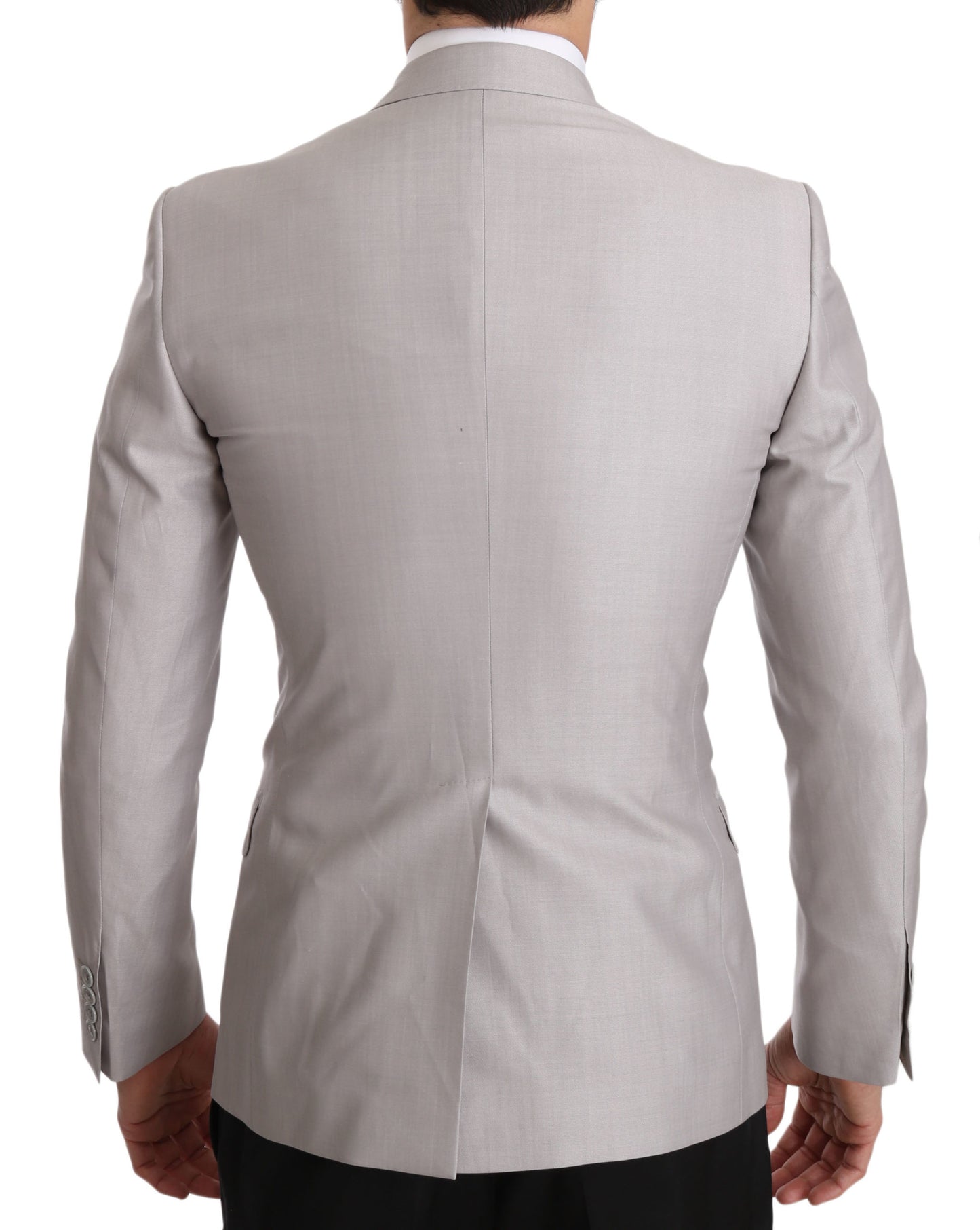 Dolce & Gabbana Sleek Silver Italian Wool Silk Blazer