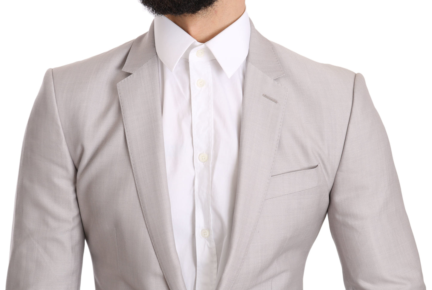 Dolce & Gabbana Sleek Silver Italian Wool Silk Blazer