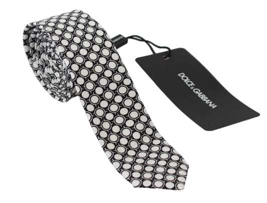 Dolce & Gabbana Elegant Black White Silk Necktie