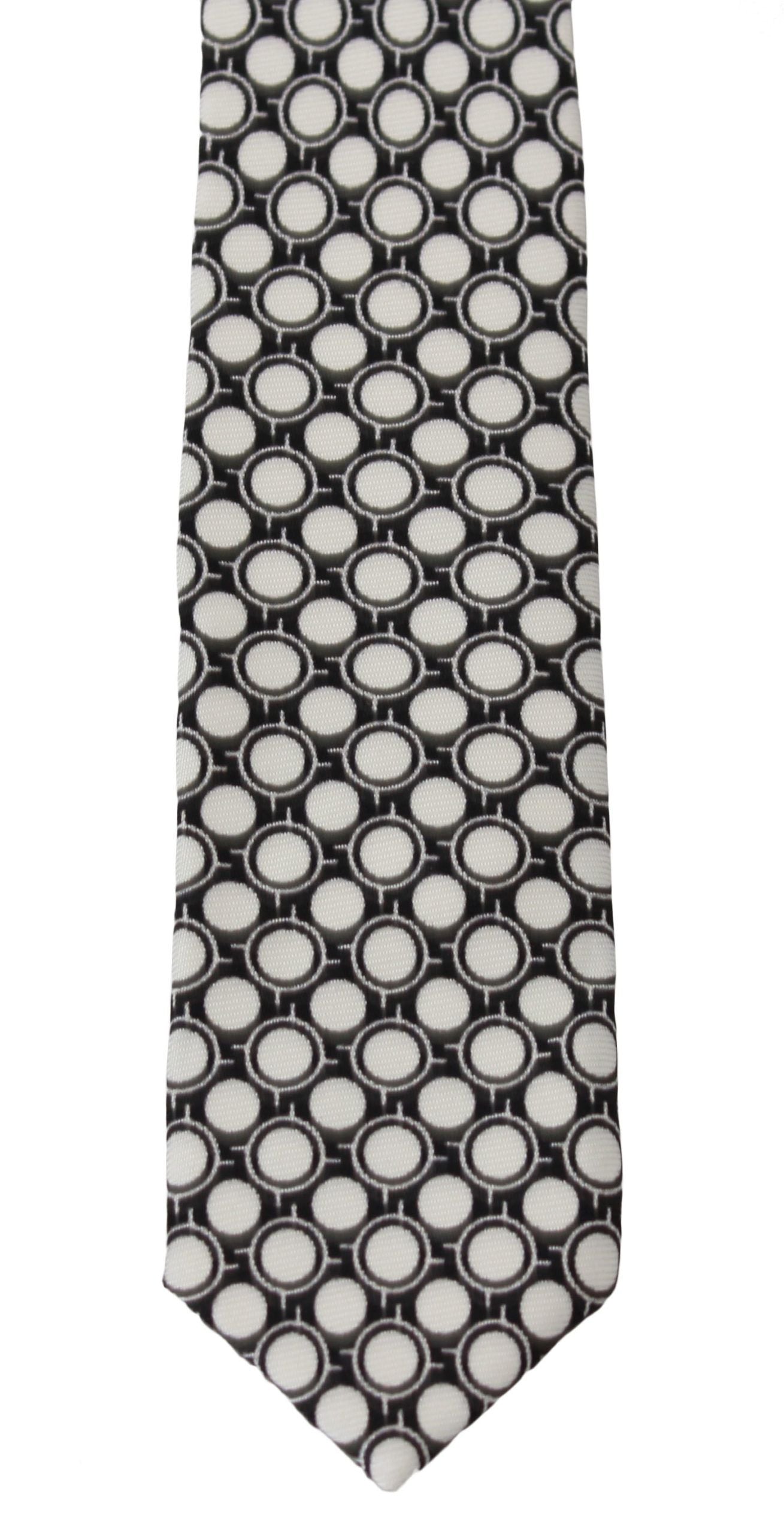 Dolce & Gabbana Elegant Black White Silk Necktie