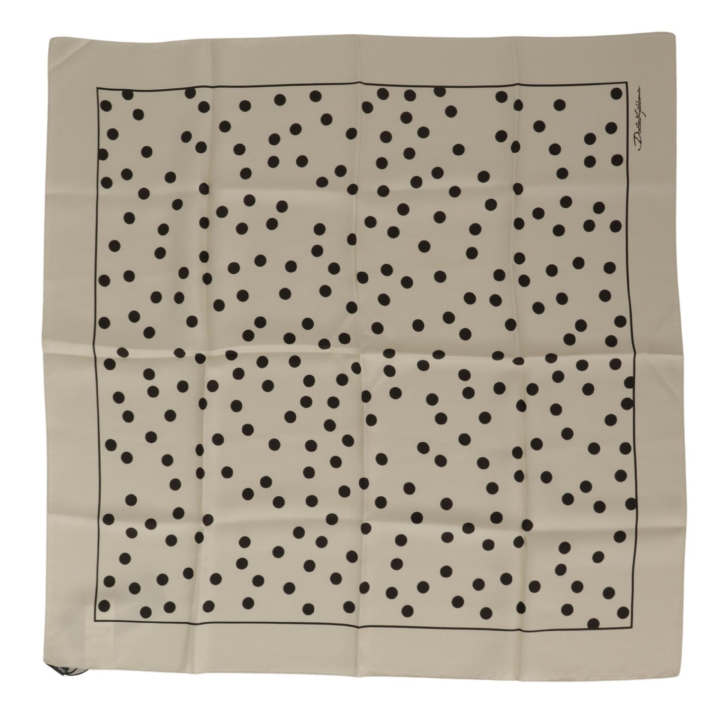 Dolce & Gabbana Black Ivory Polka Dots Square Handkerchief Scarf