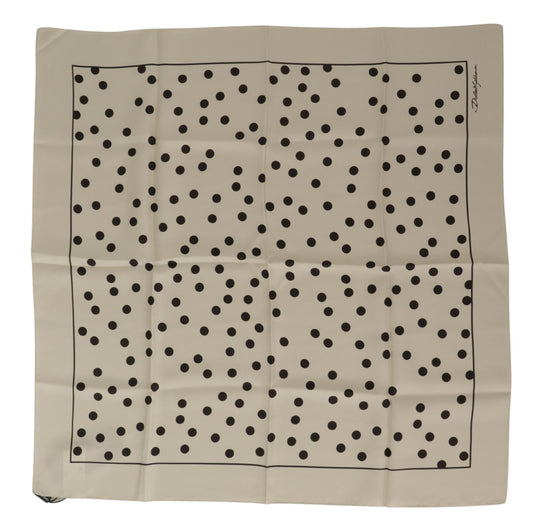 Dolce & Gabbana Black Ivory Polka Dots Square Handkerchief Scarf