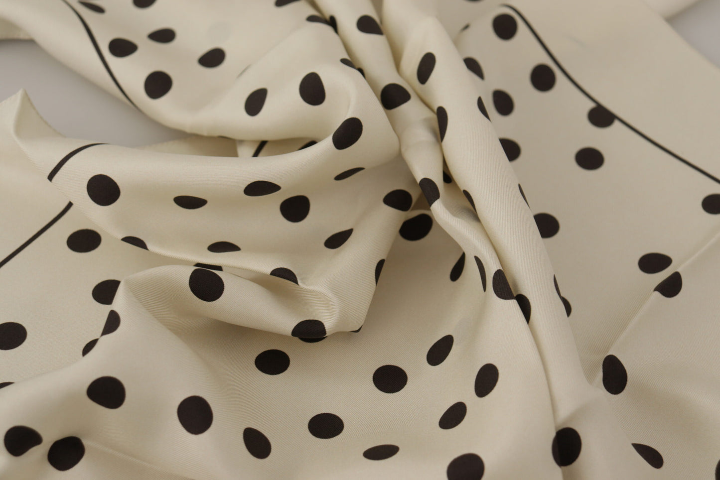 Dolce & Gabbana Black Ivory Polka Dots Square Handkerchief Scarf