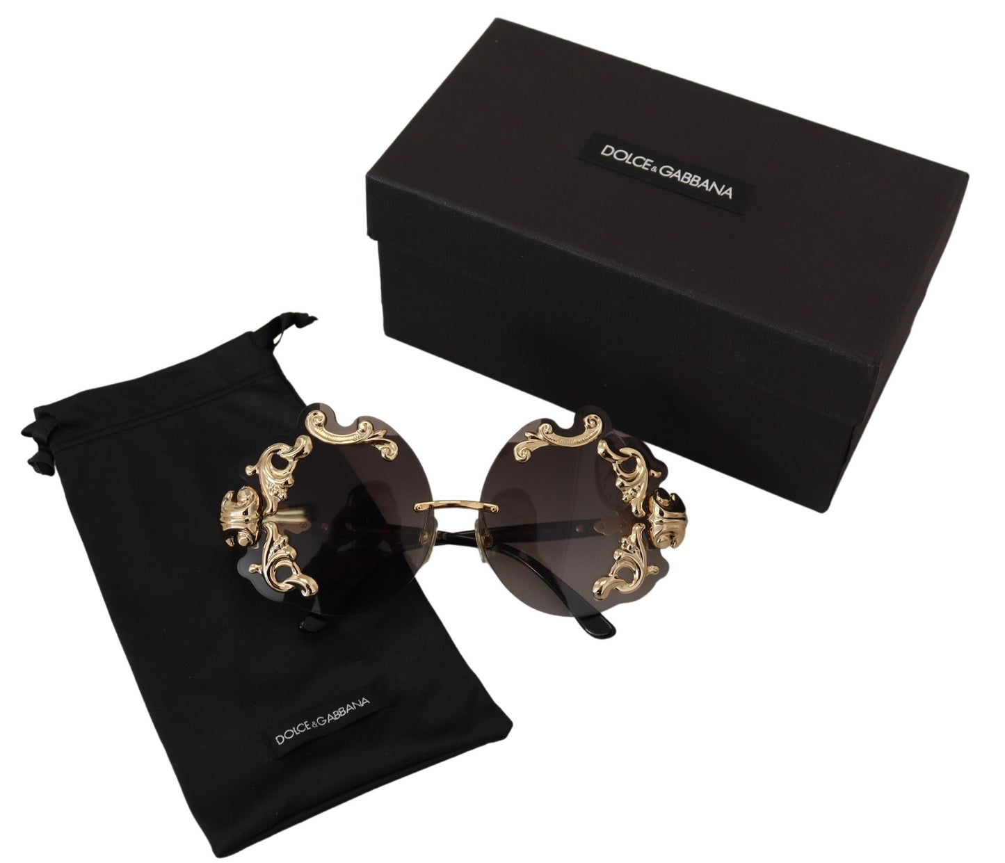 Dolce & Gabbana Elegant Gold-Toned Baroque Women's Sunglasses