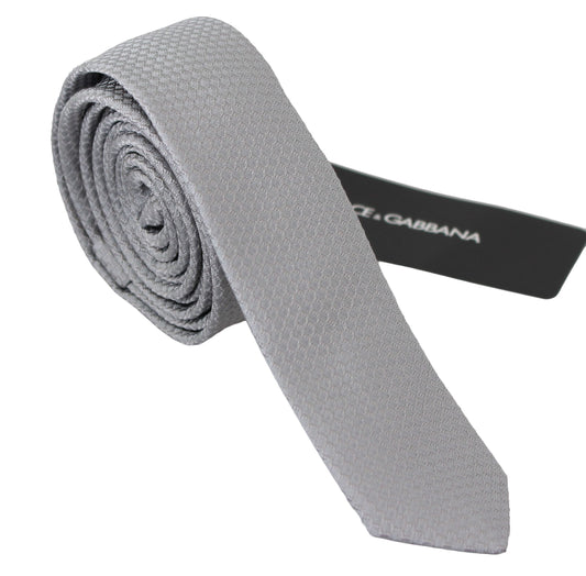 Dolce & Gabbana Elegant Silk Grey Embroidered Neck Tie