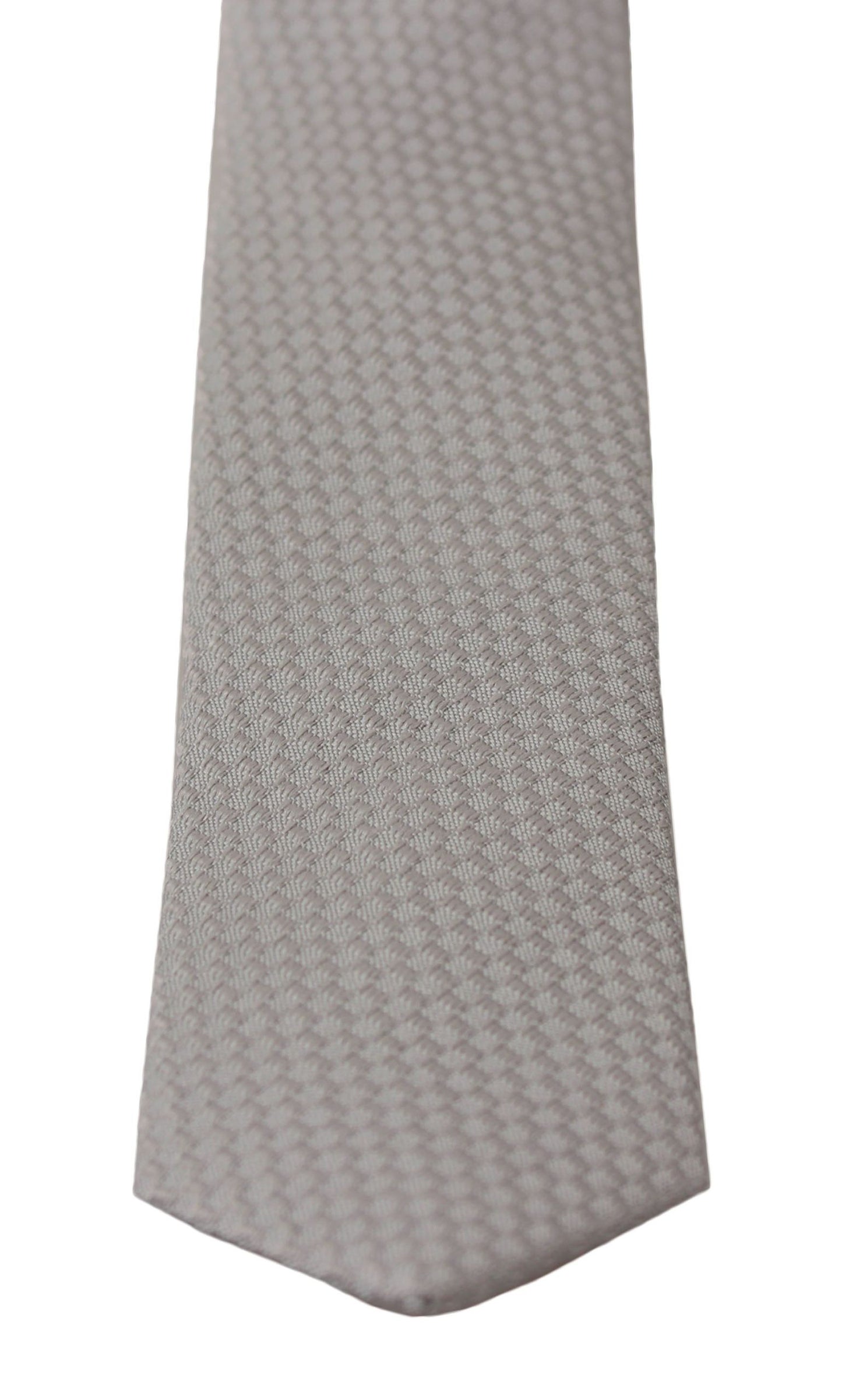 Dolce & Gabbana Elegant Silk Grey Embroidered Neck Tie