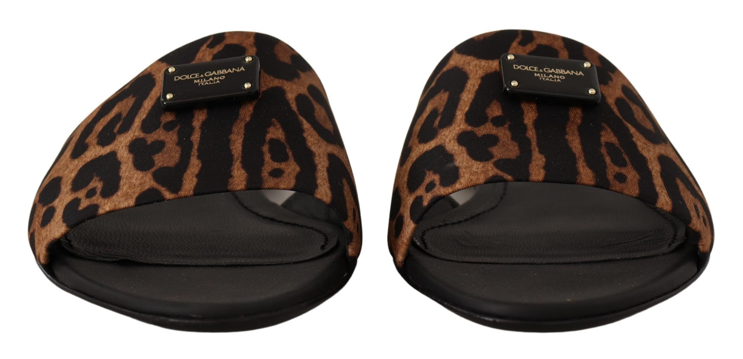 Dolce & Gabbana Elegant Leopard Print Slide Sandals