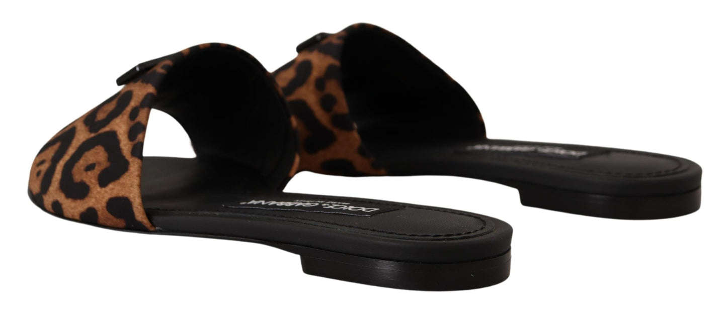 Dolce & Gabbana Elegant Leopard Print Slide Sandals