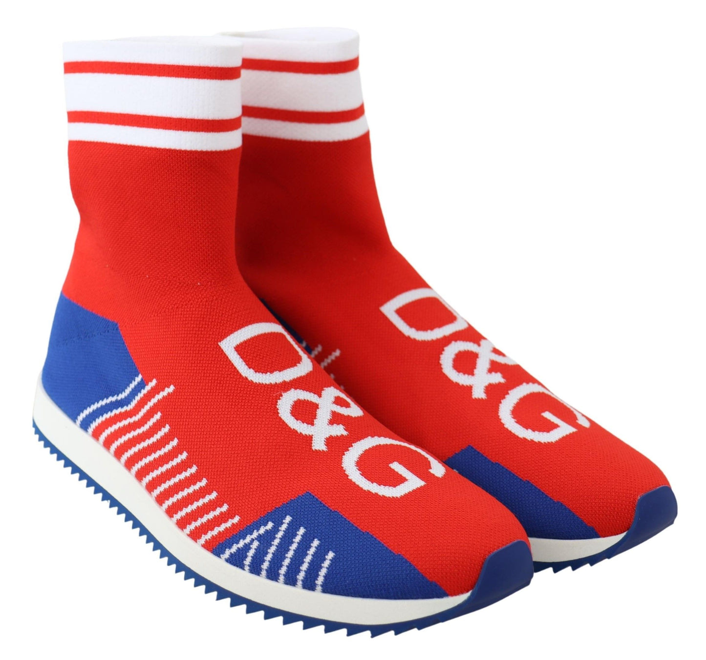 Dolce & Gabbana Blue Red Sorrento Logo Sneakers Socks Shoes