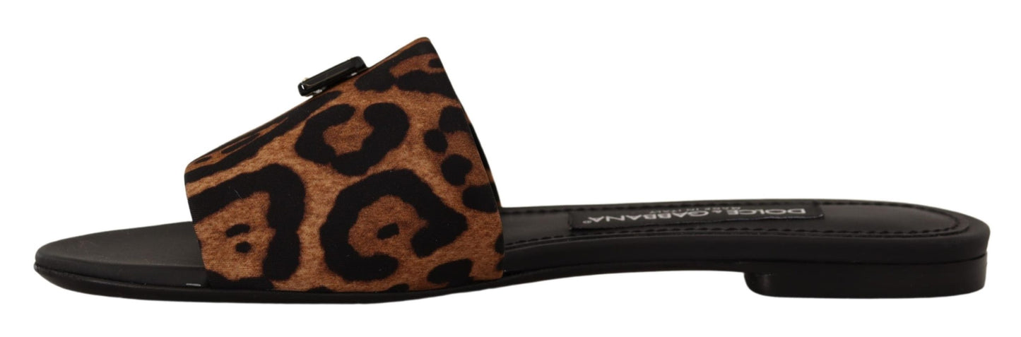 Dolce & Gabbana Elegant Leopard Print Slide Sandals