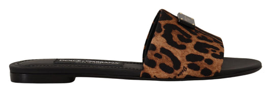 Dolce & Gabbana Elegant Leopard Print Slide Sandals