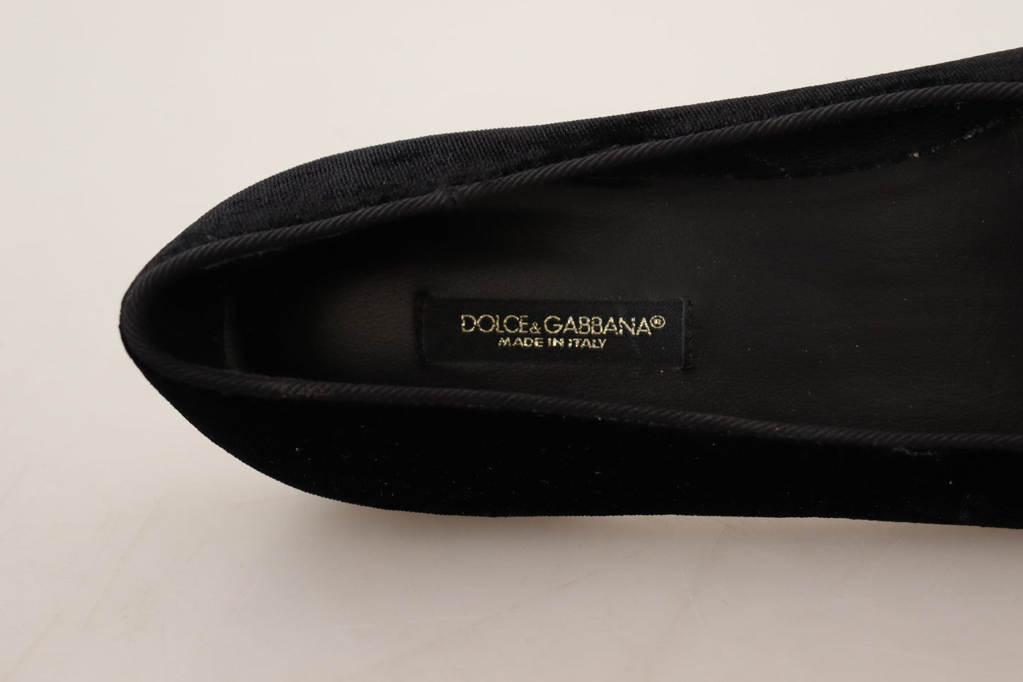 Dolce & Gabbana Black DG Sacred Heart Patch Slip On Flat Shoes