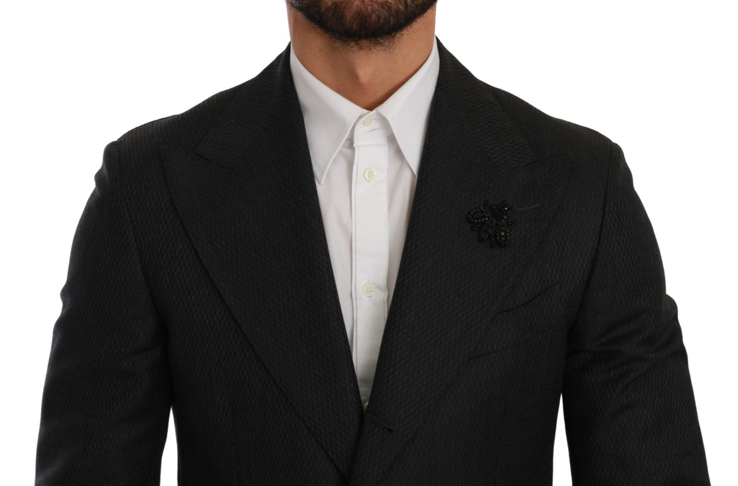 Dolce & Gabbana Elegant Black Crystal-Embellished Two-Piece Suit