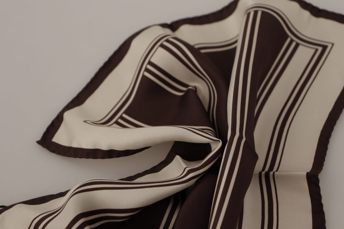 Dolce & Gabbana Silk Striped Brown Square Men's Scarf