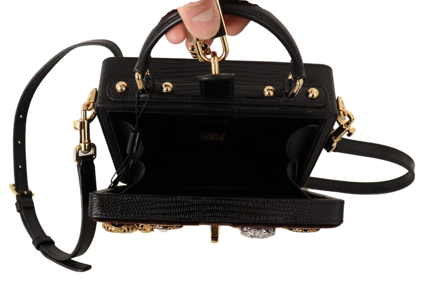 Dolce & Gabbana Enchanted Velvet Iguana Leather Box Bag