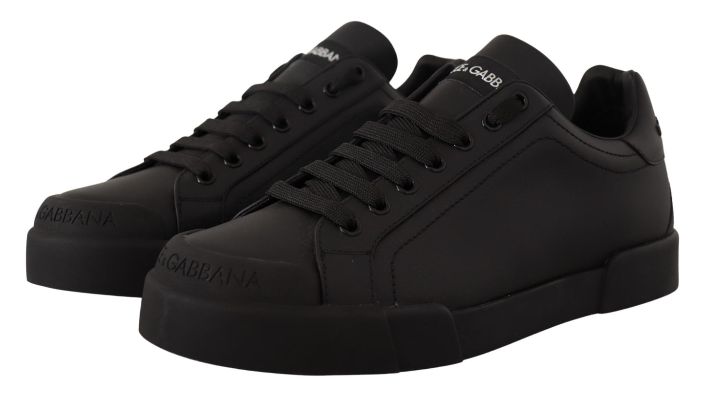 Dolce & Gabbana Elegant Black Leather Casual Sneakers