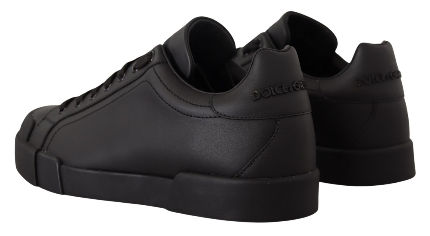 Dolce & Gabbana Elegant Black Leather Casual Sneakers