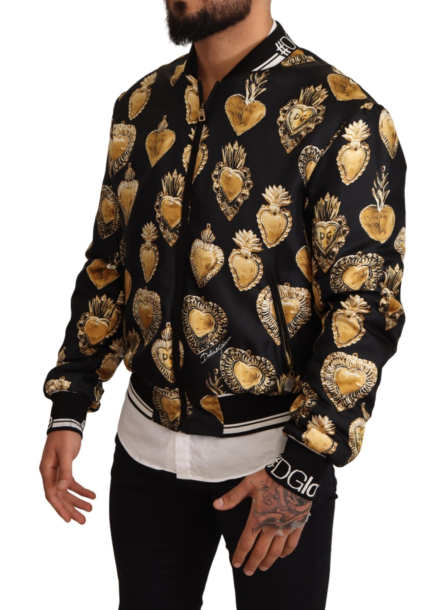 Dolce & Gabbana Opulent Silk Satin Bomber with Signature Print