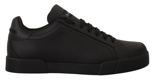 Dolce & Gabbana Elegant Black Leather Casual Sneakers