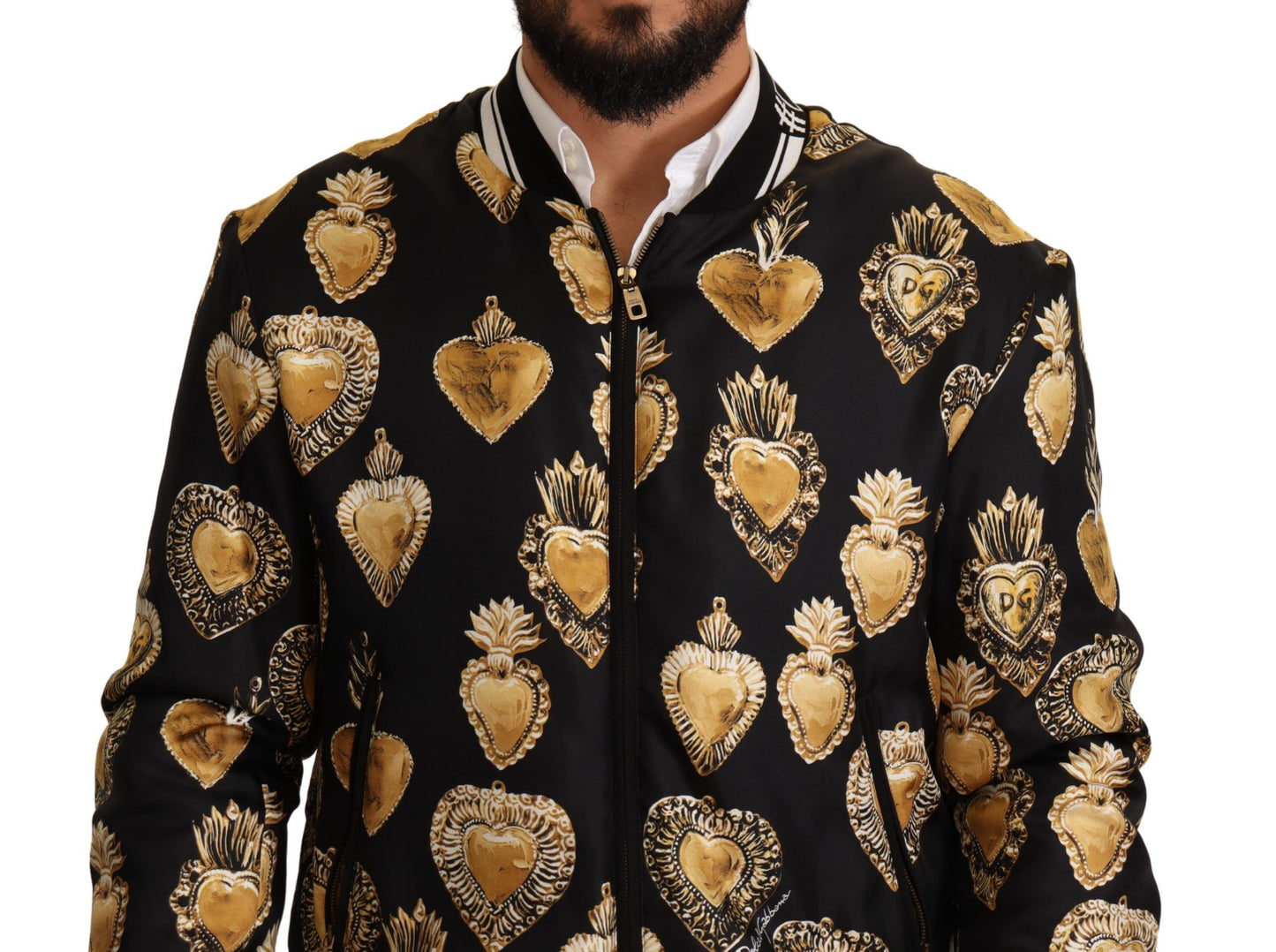 Dolce & Gabbana Opulent Silk Satin Bomber with Signature Print