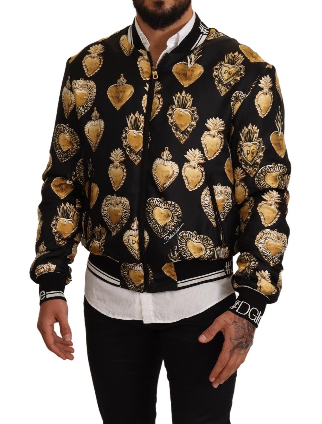 Dolce & Gabbana Opulent Silk Satin Bomber with Signature Print