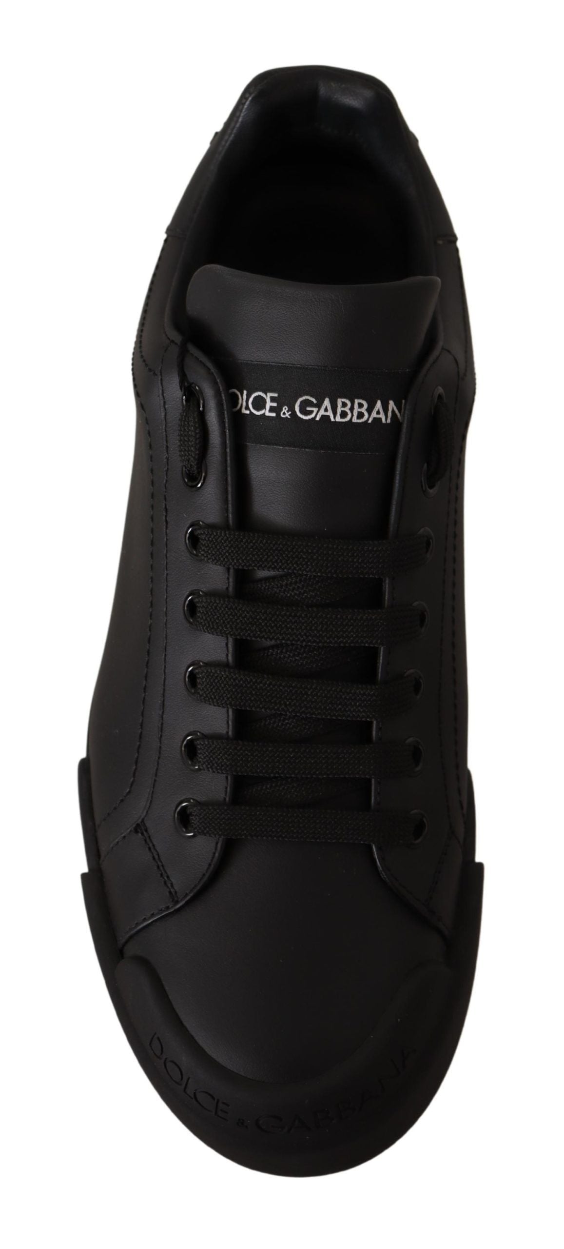 Dolce & Gabbana Elegant Black Leather Casual Sneakers