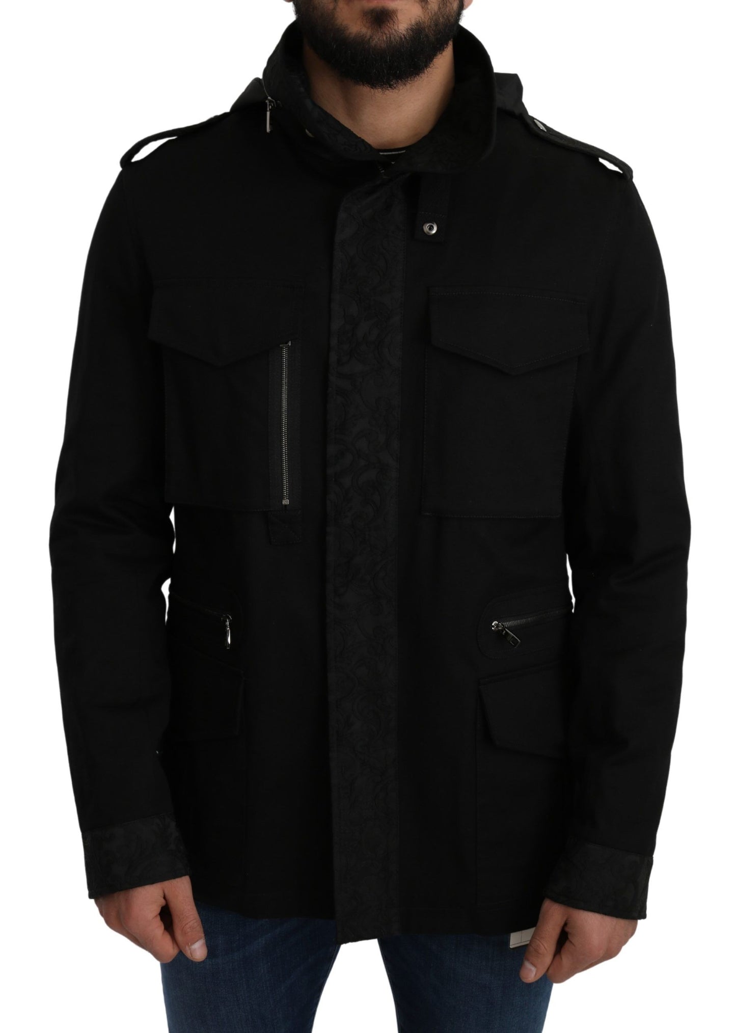 Dolce & Gabbana Elegant Black Jacquard Zip Jacket