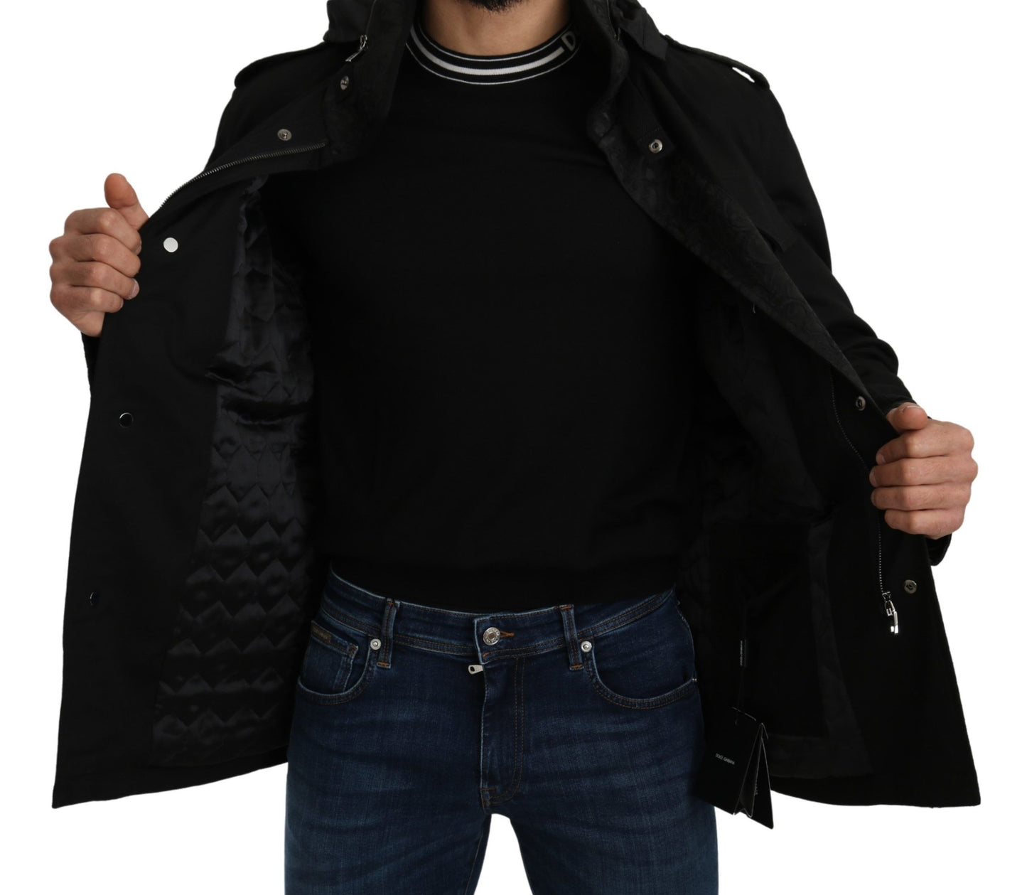 Dolce & Gabbana Elegant Black Jacquard Zip Jacket