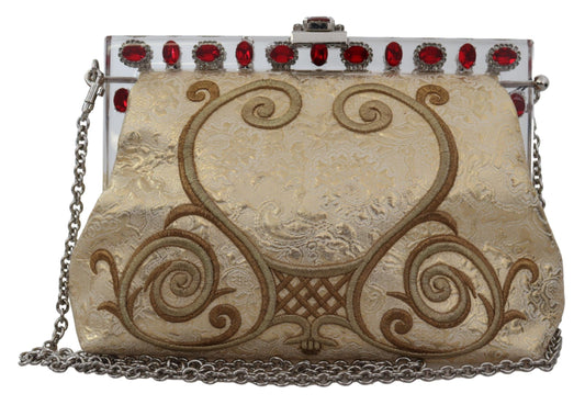 Dolce & Gabbana Glamorous Gold Evening Clutch with Crystal Details