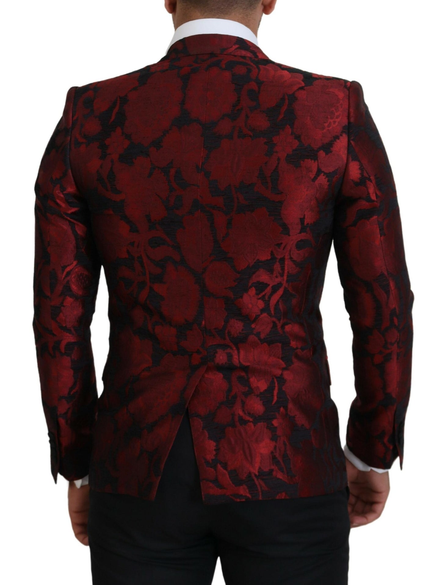 Dolce & Gabbana Elegant Red Floral Jacquard Blazer